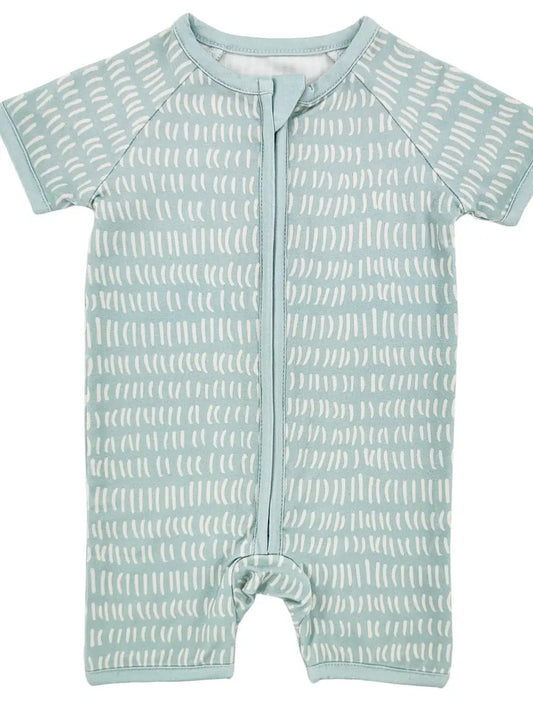 Teal Striped Bamboo Short Romper